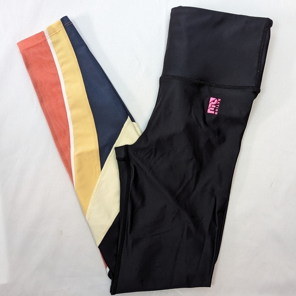 PE Nation Left Field Leggings High Rise Full Length Mesh Leg Detail Black S NWT